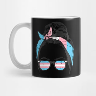 Messy Hair Bun Transgender Headband Sunglasses Trans Pride Mug